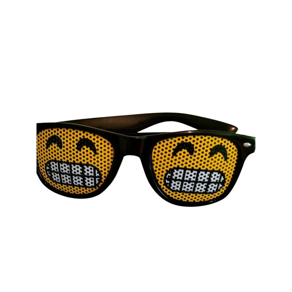Emoji Glasses Black Frame Grimace Grin Face Eyeglasses Halloween Costume